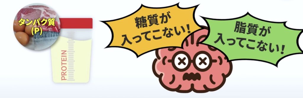 朝食でタンパク質しか摂らないと、糖質や脂質が入ってこないため脳が栄養不足になると判断してしまいます。