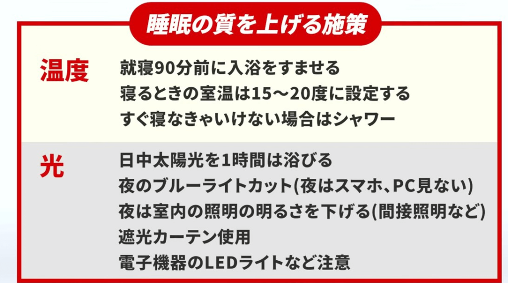 睡眠の質を上げる施策-温度-光
