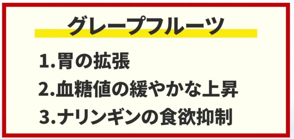 グレープフルーツには、血糖値の緩やかな上昇やナリンギンという食欲を抑える成分が含まれています。